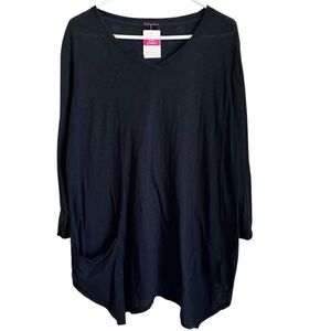 Fresh Produce NWT Black Athella Ella Tunic Made in USA 100% Cotton Size XL